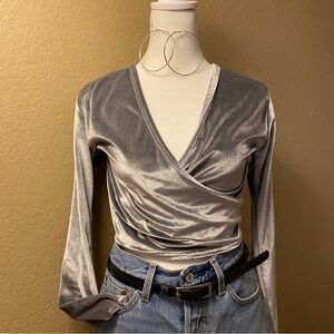 Vintage Silver Wrap Blouse